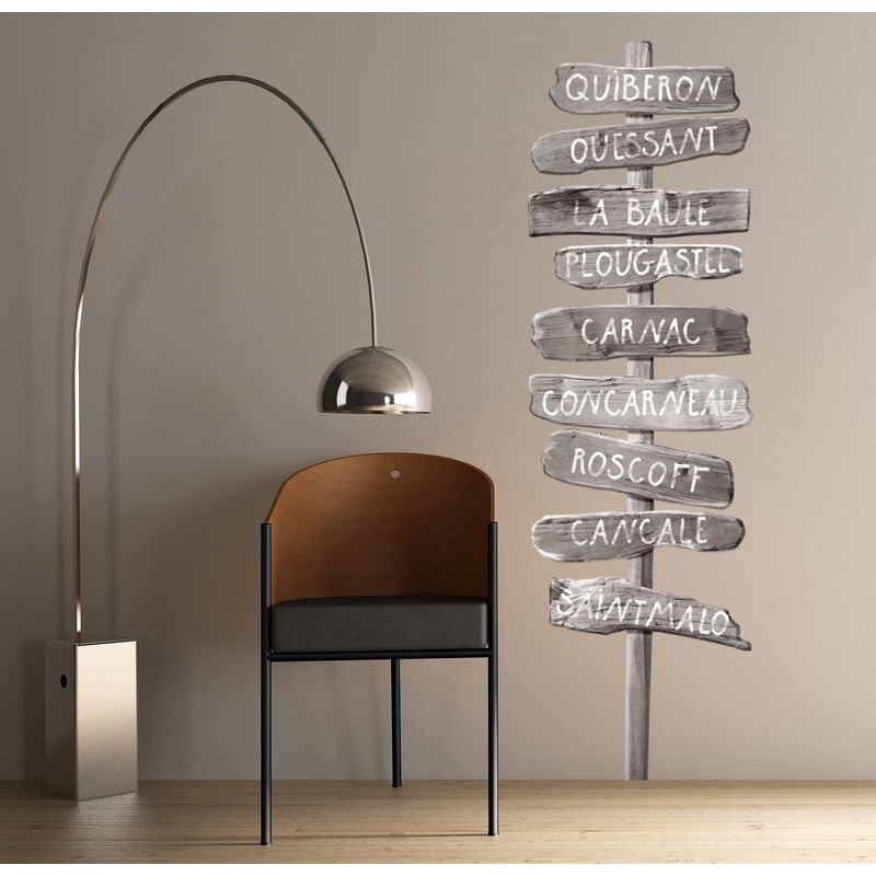 Sticker Adhésif Trompe l'oeil Photo Réaliste, Panneau Directionnel Espagnol Gris, 50 cm x 171 cm, Décoration Murale.