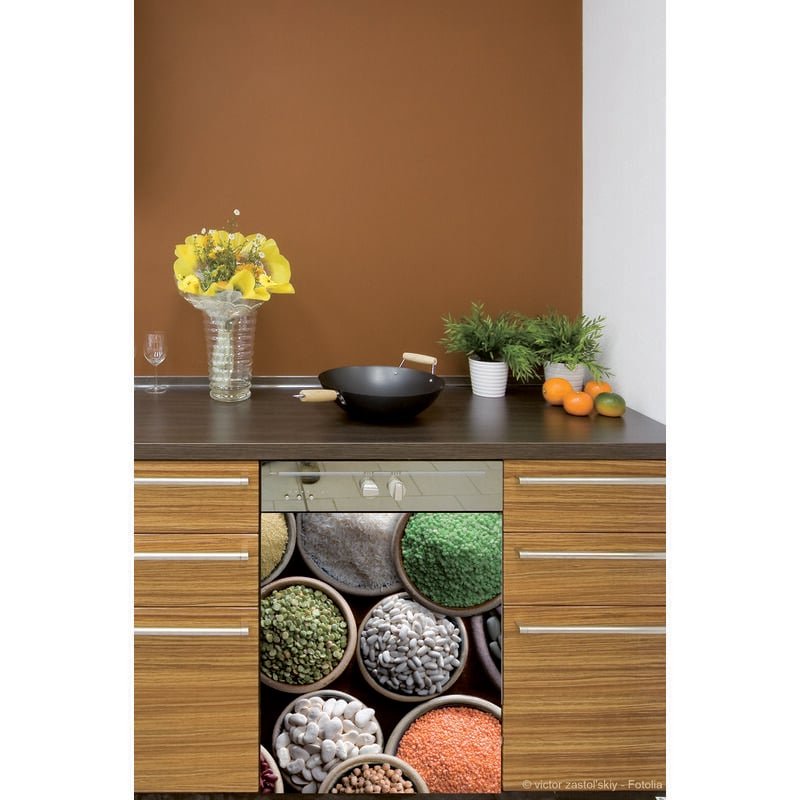 Sticker Lave-Vaisselle Décoratif 59x70cm - Motif Bols Légumes Sec, Lentilles, Haricots, Pois Chiches, Riz.