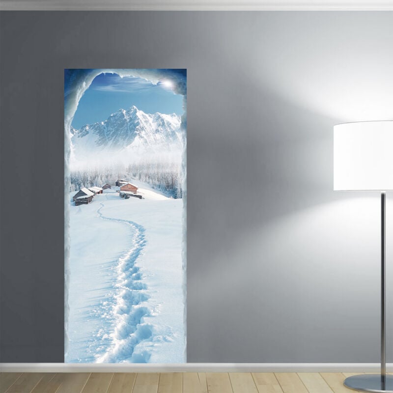 Sticker mural décoratif 83 cm x 204 cm - Quelques pas vers le magnifique chalet de montagne
