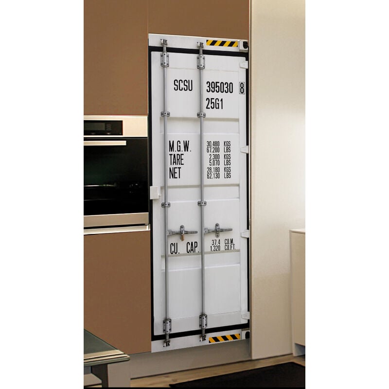 Sticker mural industriel moderne pour réfrigérateur, porte en trompe l'oeil, 59,5 cm x 180 cm, décoration intérieure unique.