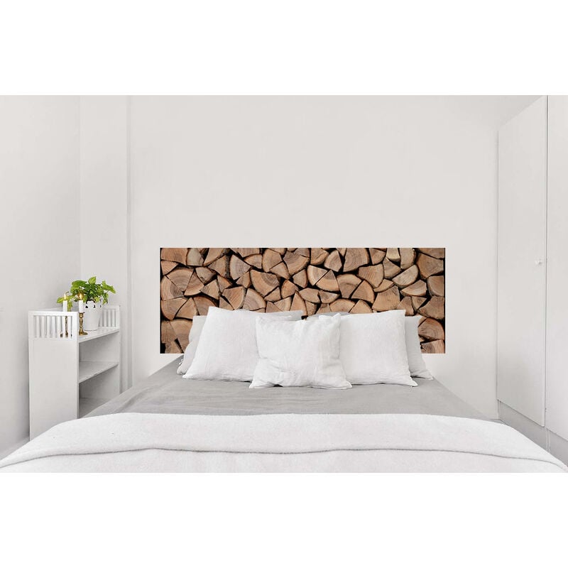 Sticker mural tête de lit réaliste, photo buche, 83x160cm, décoration murale originale