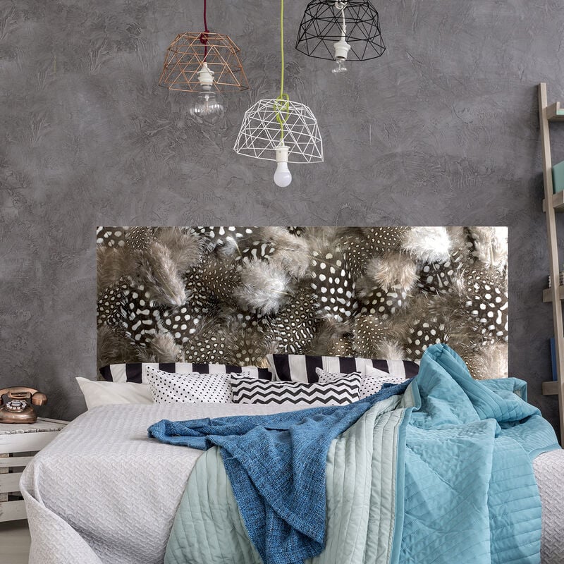 Sticker mural déco chambre à coucher, plumes magniques pour tête de lit, 83 cm x 160 cm, dormir paisiblement et sereinement.