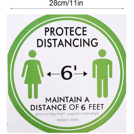 Sticker de Distanciation Sociale - Autocollant Marqueur de Distance pour Sol Écoles Marchés Espaces Publics - Lot de 5 Stickers Polyester Diamètre 28cm Color Vert