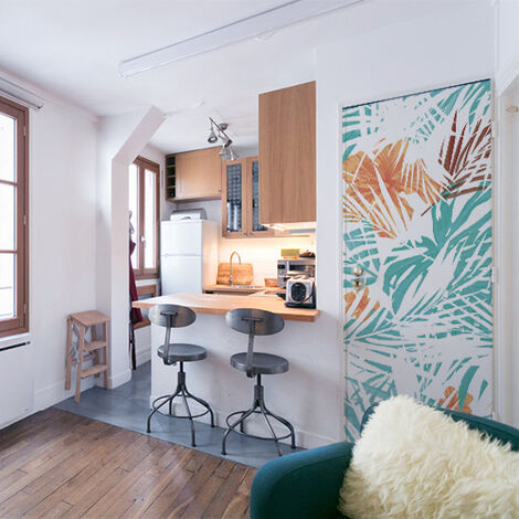 Sticker de porte Jungle Diapo - Décoration intérieure pour portes et placards, 204 cm X 83 cm