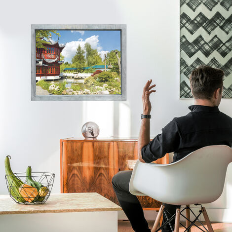 Sticker décoratif 3D pour fenêtre, 60x75cm - Trompe l'oeil jardin asiatique zen, effet verdure réaliste et relaxant