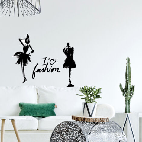 Sticker décoratif, illustration dessin de mode, déco mode style glamour, 68 cm X 24 cm