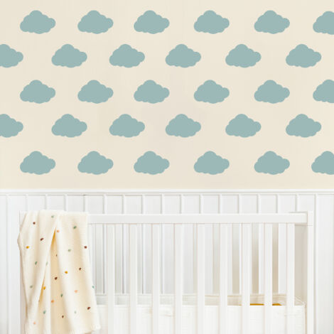 Sticker décoratif, nuages, bleu canard, 68 cm X 48 cm