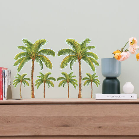 Sticker décoratif, palmiers, tropical, exotique, arbre, plage, 68 cm X 24 cm