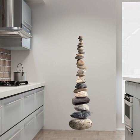 Sticker décoratif, photo de cairns, galets empilés les uns sur les autres, 68 cm X 48 cm