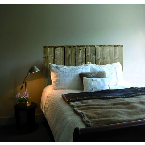 Sticker décoratif pour tête de lit, trompe l'oeil tête de lit avec des planches en bois, style cabane, 60 cm X 160 cm - Marron
