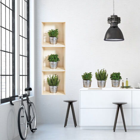 Sticker décoratif, trompe l'oeil niches murales, plantes aromatiques, 68 cm X 48 cm