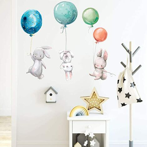 Sticker / decorative wall sticker, self-adhesive for children's room, baby and games, with watercolor and animal motif, unisex