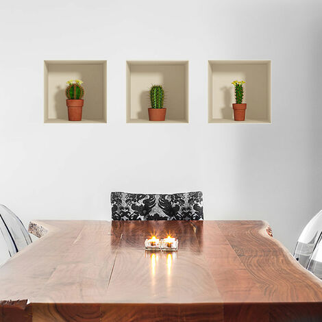 Sticker effet 3D Cactus dans les pots 30 x 90 cm
