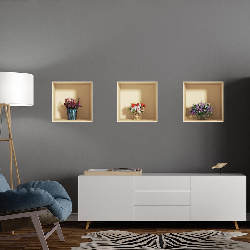 Sticker à effet 3D fleurs bucoliques 30 x 90 cm