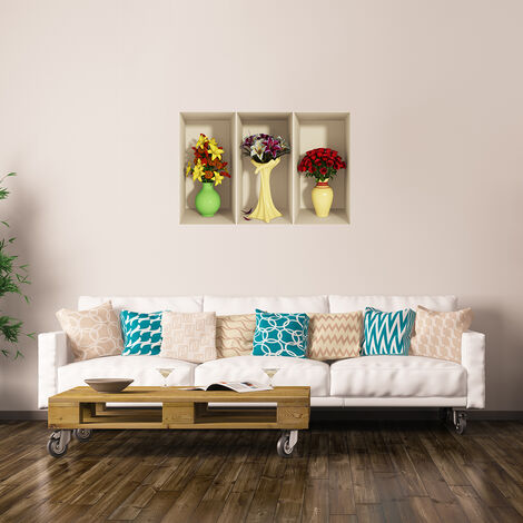 Sticker effet 3D fleurs de lys et roses 60 x 90 cm