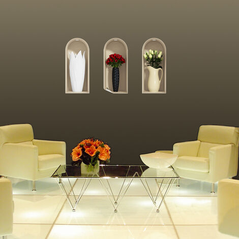Sticker effet 3D Roses blanches et rouges 1 60 x 90 cm