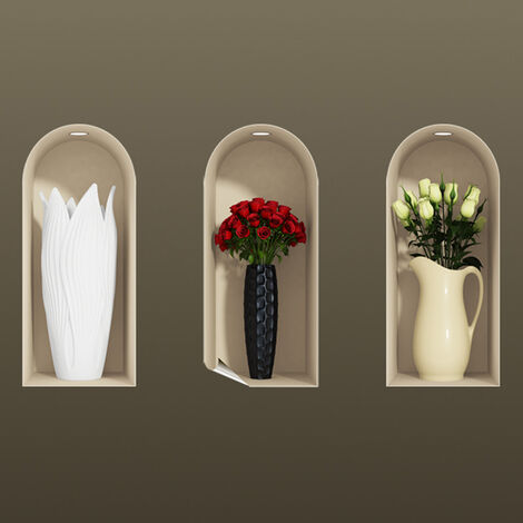 Sticker effet 3D Roses blanches et rouges 60 x 90 cm