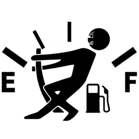 Sticker for the fuel filler flap of a car. Man holding the fuel gauge. Funny, humor (12.7 cm x 9 cm)