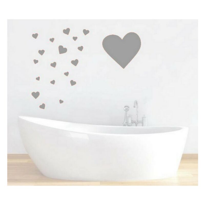 

Sticker Heart - Corazon - para ninos - para pared - Plateado en Vinilo, 20 x 0,1 x 27 cm