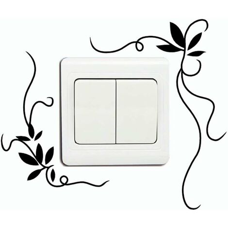 Sticker interrupteur Creative Plante Vignes Fleur Vigne Vinyle Interrupteur Autocollant Plantes Art Stickers Muraux pour Chambres D'enfants Chambre Salon Décor À La Maison,Noir