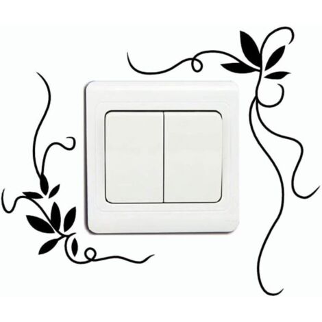 Sticker interrupteur Creative Plante Vignes Fleur Vigne Vinyle Interrupteur Autocollant Plantes Art Stickers Muraux pour Chambres D'enfants Chambre Salon Décor À La Maison,Noir