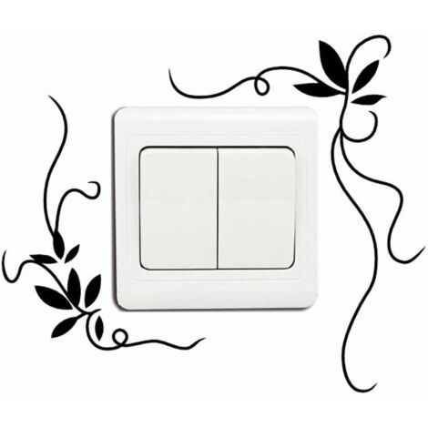 Sticker interrupteur Creative Plante Vignes Fleur Vigne Vinyle Interrupteur Autocollant Plantes Art Stickers Muraux pour Chambres D'enfants Chambre Salon Décor À La Maison,Noir