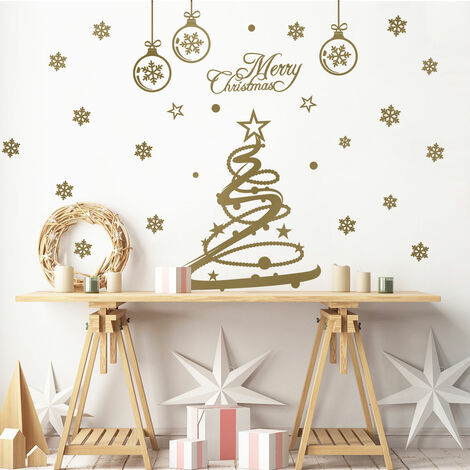 Sticker Merry christmas - 30x30cm - or - Autocollants adhésifs noël - décoration fêtes