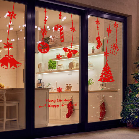 Sticker Merry christmas and happy new years - 40x50cm - rouge - Autocollants adhésifs noël - décoration fêtes