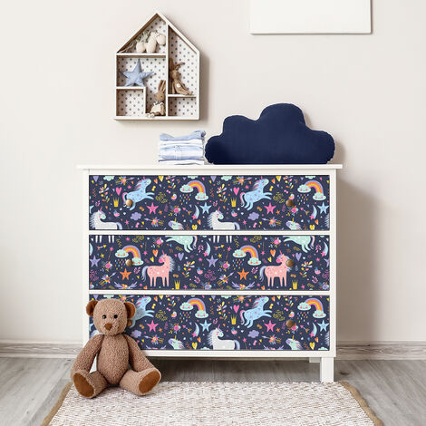 Sticker meuble pour enfant le monde des licornes 40 x 60 cm