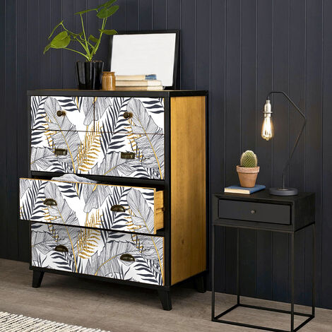 Sticker meuble tropical Hiva-Oa 40 x 60 cm – Adhésif décoratif pour meubles – Installation simple et rapide – Motifs feuilles de bananier