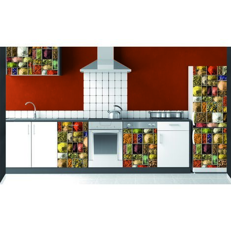 Sticker mural 3D pour réfrigérateur, composition d'épices marocaines, 59,5 cm X 180 cm, déco superbe