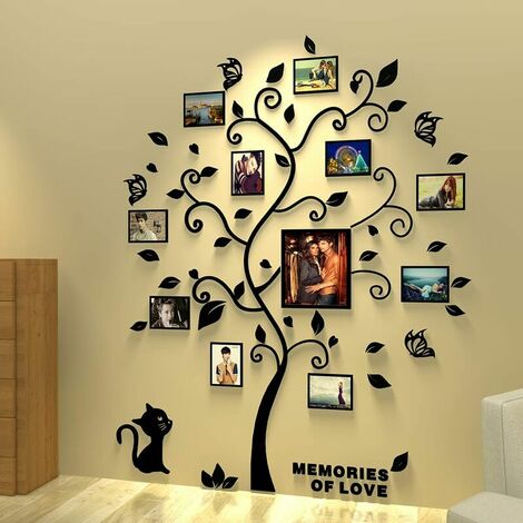 Stickers Muraux Arbre Cadre de Photo 3D DIY Mural Autocollants Arts  Décoration de la Maison pour Chambre, Salon, Garderie, Salle, Garderie,  Cadeau (Argent,M) : : Cuisine et Maison