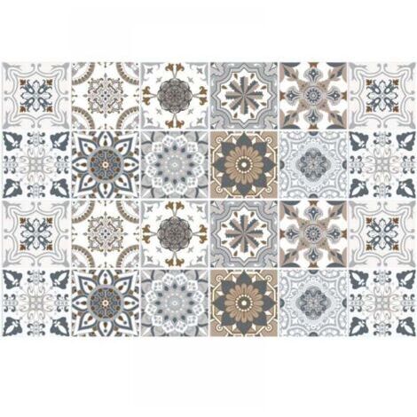 Sticker mural adhésif 10x10 cm – Style industriel brique – Lot de 24 – Résistant à l'eau et à la chaleur – Facile à poser et à couper