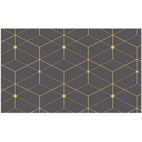 Sticker mural adhésif géométrique anthracite et or 45cm x 1,5m – Motif Art Déco pour surfaces lisses – Rénovation rapide et élégante – Access Deco