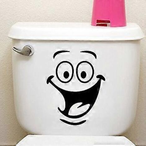 Sticker mural amusant avec visage souriant pour toilettes, décoration murale à faire soi-même pour salle de bain et cuisine