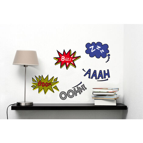 Sticker mural BD pour chambre d'enfant, 68x24cm. Autocollant décoratif comic's bulle. Déco originale et amusante.