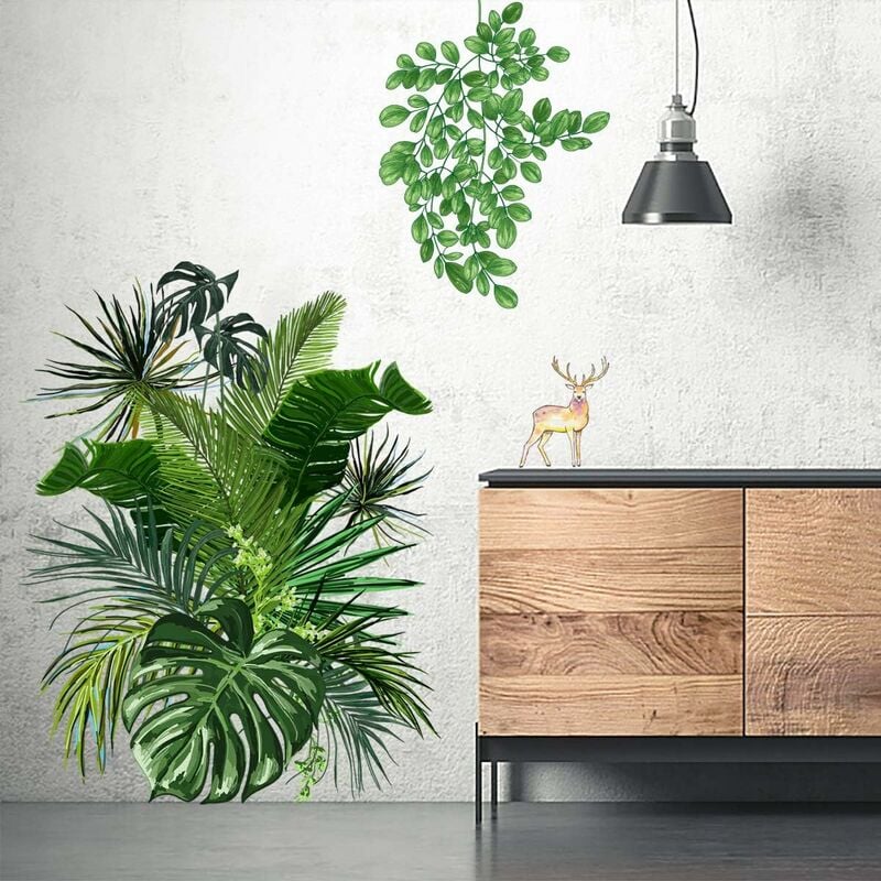 Soniatkia - Sticker Mural Bricolage Muraux Tropicaux Plante Feuille Palmier Autocollants Mur Etanche Amovible pour Portes Chambre Mur Fenêtres