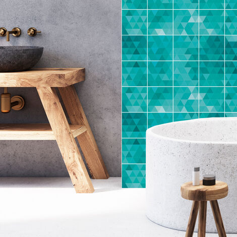 Sticker Mural Carrelage adhésif Cuisine Salle de Bain - 15 STICKERS CARREAUX DE CIMENT SCANDINAVE GREEN BALTIQUE - 15stickers20x20cm