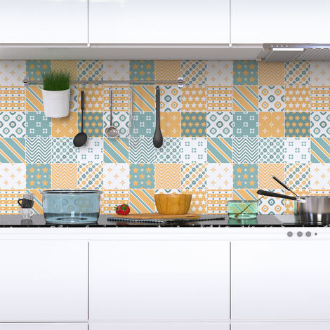 Sticker Mural Carrelage adhésif Cuisine Salle de Bain - 16 STICKERS CARREAUX DE CIMENT SCANDINAVE BODEN