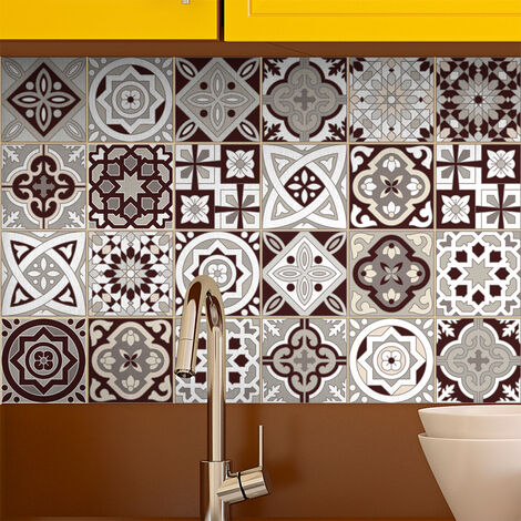 Sticker Mural Carrelage adhésif Cuisine Salle de Bain - 24 STICKERS CARREAUX DE CIMENT AMAZONAS - 24stickers20x20cm