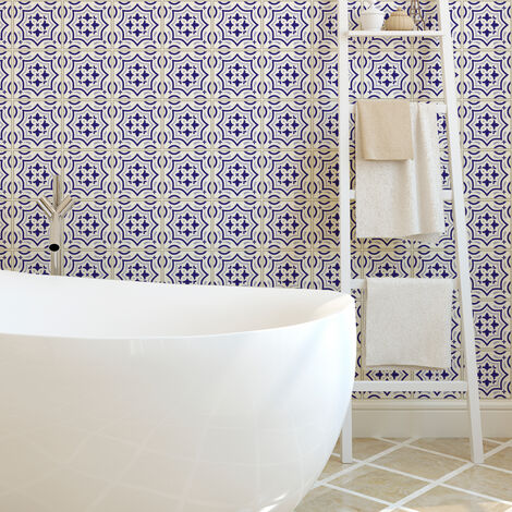 Sticker Mural Carrelage adhésif Cuisine Salle de Bain - 24 STICKERS CARREAUX DE CIMENT AZULEJOS CARMEN - 24stickers15x15cm