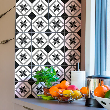 Sticker Mural Carrelage adhésif Cuisine Salle de Bain - 24 STICKERS CARREAUX DE CIMENT AZULEJOS MIGUEL - 24stickers10x10cm