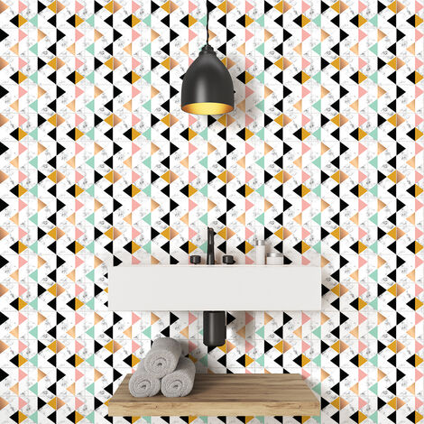 Sticker Mural Carrelage adhésif Cuisine Salle de Bain - 24 STICKERS CARREAUX DE CIMENT EFFET MARBRÉ LUXE - 24stickers10x10cm
