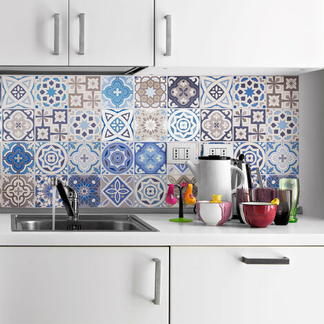 Sticker Mural Carrelage adhésif Cuisine Salle de Bain - 24 STICKERS CARREAUX DE CIMENT HONDURAS - 24stickers10x10cm