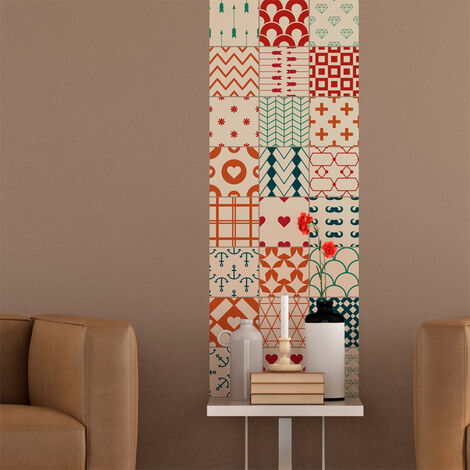Sticker Mural Carrelage adhésif Cuisine Salle de Bain - 24 STICKERS CARREAUX DE CIMENT SCANDINAVE FJORD - 24stickers10x10cm