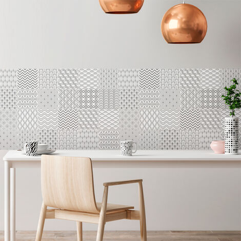 Sticker Mural Carrelage adhésif Cuisine Salle de Bain - 24 STICKERS CARREAUX DE CIMENT SCANDINAVE HELSINKI - 24stickers15x15cm