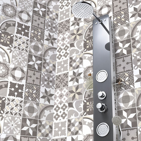Sticker Mural Carrelage adhésif Cuisine Salle de Bain - 24 STICKERS CARREAUX DE CIMENT VASCO - 24stickers10x10cm
