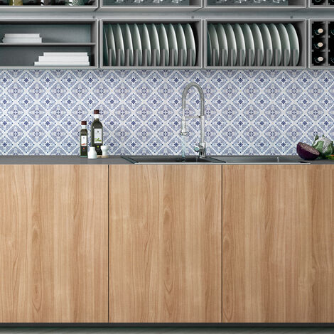 Sticker Mural Carrelage adhésif Cuisine Salle de Bain - 24 STICKERS CARRELAGES DELFT COLOGNE - 24stickers10x10cm