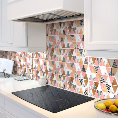 Sticker Mural Carrelage adhésif Cuisine Salle de Bain - 24 STICKERS CARRELAGES EFFET MABRÉ GÉOMÉTRIQUE CHIC - 24stickers10x10cm