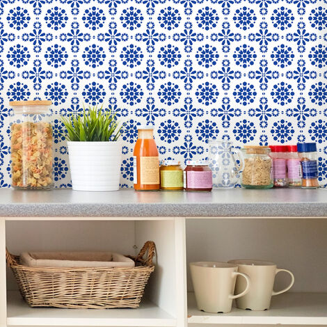 Sticker Mural Carrelage adhésif Cuisine Salle de Bain - 24 STICKERS CARRELAGES ORIENTAL TELL BASTA - 24stickers10x10cm